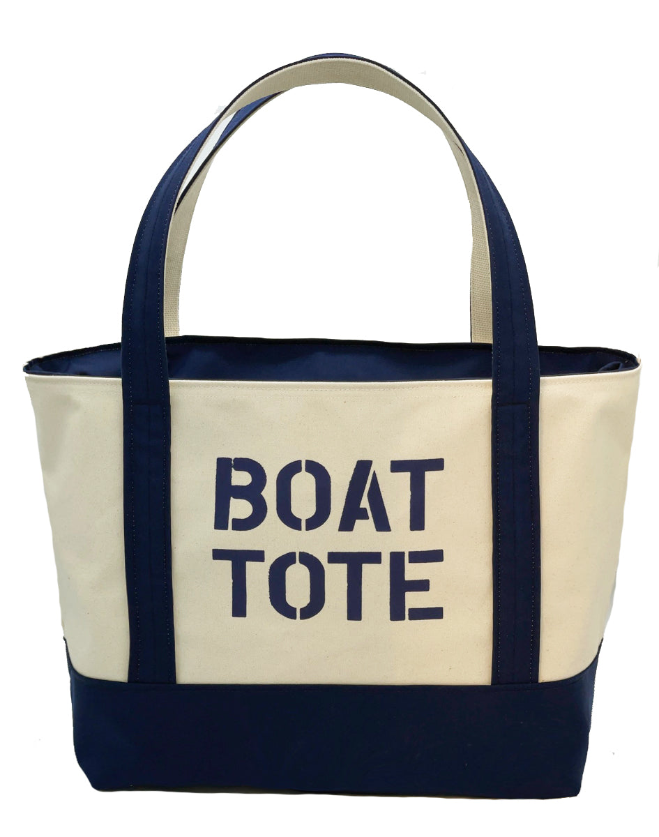 Large Canvas Monogrammed Boat Tote Bag w Zipper - The White Invite